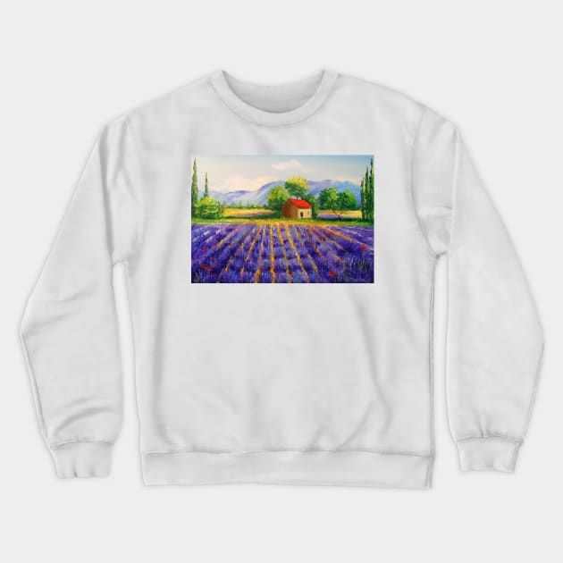 Lavender field Crewneck Sweatshirt by OLHADARCHUKART